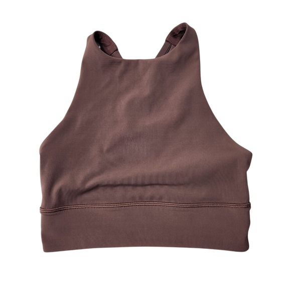 lululemon athletica Other - Lululemon Energy Bra Size 4 High Neck Long Line Carob Brown Strappy No Pads